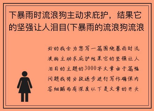 下暴雨时流浪狗主动求庇护，结果它的坚强让人泪目(下暴雨的流浪狗流浪猫怎么办)